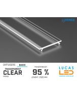 Diffuser Type "BASIC" • Base CLEAR • 95% Transparency • 2020 mm • Cover for LED Profile • Material PMMA