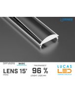 Diffuser Type "BASIC" • Base LENS 15' • 96% Transparency • 2020 mm • Cover for LED Profile • Material PMMA