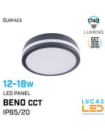 CCT-LED_panel_light_BENO_12-18W_3000K-3500K-4000K_1740lm_grey_round_IP65-lucasled.ie