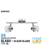 LAST ONE  - Ceiling fitting Lights - G9 - GLASO 2L - glass lampshades - CLEARANCE