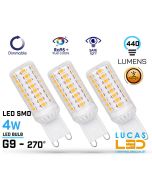 G9 Dimmable LED Capsule Bulb Light - 4W - Beam angle 270° - Led SMD - SET of 3pcs-Warm White