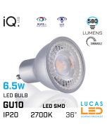 Gu10 LED bulb 6.5W - 2700K - 580lm - beam angle 36° - New IQ LED light source-Soft Warm