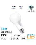 E27 LED Bulb light - 14W- 1520lm- 3000K- New Rapid LED lamp light -Warm White