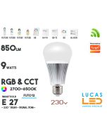 E27 Bulb • RGB + CCT • 9W • 850LM • WiFi • Smart Lighting System • Wireless • MiBoxer • MiLight • FUT012 • 230V