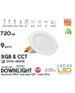LED Downlight •RGB CCT• 9w • 720lm • wifi • 2.4G • Compatible • Smart • Lighting • System • MultiZone • Wireless • MiBoxer • FUT061 • 230V•