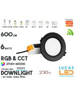LED Downlight • RGB+CCT • 6W • 550LM • wifi • 2.4G • Compatible • Smart Lighting System • MultiZone • Wireless • MiBoxer • FUT068-B • 230V