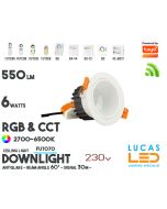 LED Downlight Anti Glare •RGB CCT • 6w • 550lm • wifi • 2.4G • Compatible • Smart • Lighting • System • MultiZone • Wireless • MiBoxer • FUT070 • 230V•