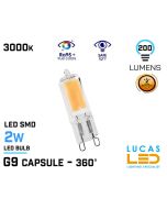  G9 LED Bulb Light capsule- 2W - 200lm - 3000K - 240V - Led COB - ZUBI - Warm White