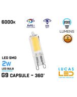 G9 LED Bulb Light capsule- 2W - 200lm - 6000K - 240V - Led COB - ZUBI - Cold White