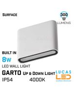8W Outdoor LED Wall light GARTO - 4000K - 300lm - IP54 - Up & Down light built in - Decorative Garden Light - White - Rectangle