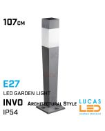 Architectural Outdoor LED Garden Light E27 - IP54 waterproof - INVO 107 - Driveway - Pathway - Pillar Light - Graphite & White colour 
