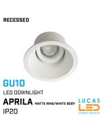 Recessed LED Downlight - GU10 - IP20 - Ceiling fitting - APRILA - Matte ring white body