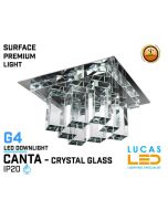 LAST 14 pcs ONLY  - Ceiling surface spotlight - G4 - Crystal CANTA- CLEARANCE