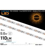LED Strip AMBER • 120 LED/m • 12V • 9.6W • IP20 • 110lm • 8mm •3oz Cooper paths PRO Version