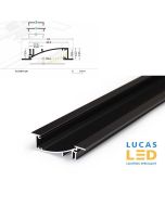 18 pcs ONLY - LED Recessed Profile - FLAT8 H/UX - designed for plasterboard & furniture section - BLACK , 2 meter