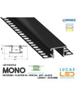 LED Profile • RECESSED • ARCHITECTURAL • PLASTER IN • "MONO" • BLACK • Aluminium • 2.02 Meters  length • PRO • multiset •
