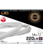 LED Neon Warm White  1023 • 24V • 14W • IP65 • 650lm •10x23mm• Pro Version 3oz Cooper paths • 10 meter Roll • NL1023-14-WW-24