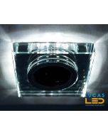 Recessed LED Downlight - Ceiling fitting - GU10 - IP20 - SOREN L Glass Ring Silver - Ultra cold White Strip - Square