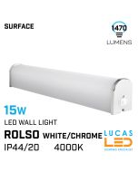 15W LED Panel Light - 4000K - 1470lm - IP44 - downlight - ceiling fitting - ROLSO - White / Chrome