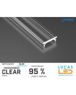 Diffuser Type "SLIM" • Base CLEAR • 95% Transparency • 2020 mm • Cover for LED Profile • Material PMMA