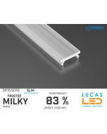 Diffuser Type "SLIM" • Base FROSTED MILKY • 83% Transparency • 2020 mm • Cover for LED Profile • Material PMMA