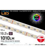 LED Strip RGB+6000K • 60LED/m • 24V • 19.2W • IP20 • 1010lm • 10mm • PRO Version 3oz Cooper paths- lucasled.ie