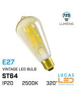 E27 Vintage LED bulb 7W - 725lm - 2500K Warm White - ST64 - 320° - LED filament light - Edison Retro Shine Style