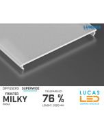 Diffuser Type "SUPERWIDE" • Base FROSTED MILKY • 76% Transparency • 2020 mm • Cover for LED Profile • Material PMMA