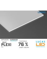 Diffuser Type "SUPERWIDE" • Base MILKY PLEXI • 76% Transparency • 2020 mm • Cover for LED Profile • Material PVC