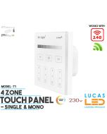 LED Touch Panel Switch • Single LED Strip • MiBoxer • 4 zone • 2.4G • Wireless • Compatible • Smart Lighting System • MultiZone • T1