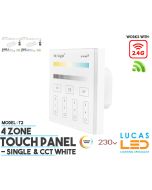 LED Touch Panel Switch • CCT & Single • MiBoxer • 4 zone • 2.4G • Wireless • Compatible • Smart Lighting System • MultiZone • T2