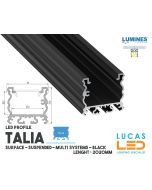 LED Profile • SURFACE • ARCHITECTURAL • "TALIA" • BLACK • Aluminium • 2.02 Meters lenght • PRO • multi set •