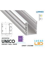  LED Profile • SUSPENDED • ARCHITECTURAL • SURFACE • "UNICO" • WHITE • Aluminium • 2.02 Meters  lenght • PRO • multi set •
