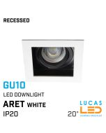 Recessed LED Downlight GU10 - IP20 - Ceiling fitting - ARET - Viewing angle 20° - White body