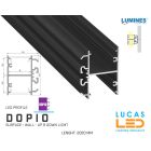  LED Profile • SUSPENDED • ARCHITECTURAL • SURFACE • "DOPIO" • BLACK  • Aluminium • 2.02 Meters  length • PRO • multi set •