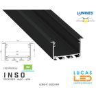 LED Profile • RECESSED • ARCHITECTURAL • "INSO" • BLACK • Aluminium • 2.02 Meters  length • PRO • multi set •