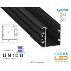  LED Profile • SUSPENDED • ARCHITECTURAL • SURFACE • "UNICO" • BLACK • Aluminium • 2.02 Meters  lenght • PRO • multi set •