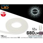 LED Neon Cold White flexible 0612  • 24V • 12W • IP65 • 680lm • Pro Version 3oz Cooper paths• price per 10 meter • NL0612-12-CW-24