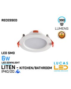 LED Panel Light - recessed- Downlight - Bathroom - 6W - 3000K- WW- High Bright - IP40/20 -full fitting- LITEN