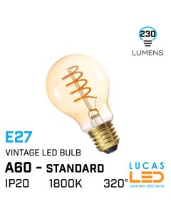 E27 Vintage LED bulb 5W - 230lm - 320° - 1800K Super Warm White - A60 STANDARD - LED filament Spiral light - Edison 