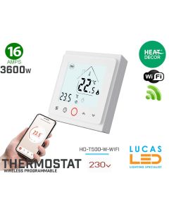 Thermostat • Wireless programmable • HD-T500-W-WIFI • WIFI • IP20 • 230V • 16A • 3600W