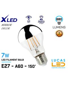 E27 LED Bulb filament Light 7W - 2700K Super Warm White - 680lm - MIRROR DECOR - New Xled-lucasled.ie