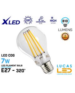 E27 LED Filament Bulb 7W - 2700K - soft warm white - 810lm - viewing angle 320°-lucasled.ie-cork-ireland