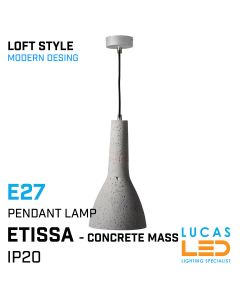 Pendant Light - LED E27 - IP20 - ceiling fitting- Concrete mass - LOFT interiors lamp - modern and decorative  - ETISSA Grey