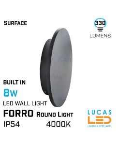 8W Outdoor LED Wall light FORRO - 4000K - 330lm - IP54 - Round light built in - Decorative Garden Light - Graphite - Round