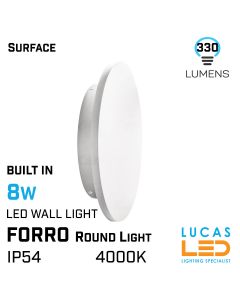 8W Outdoor LED Wall light FORRO - 4000K - 330lm - IP54 - Round light built in - Decorative Garden Light - White - Round