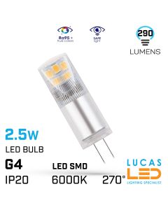 G4 LED Capsule bulb light - 2.5W - 290lm - 6000K - 12V AC/DC - Beam angle 270° - Premium-Cold White