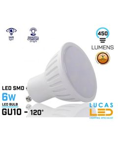 GU10 LED Bulb Light 6W - 3000K - LED SMD - viewing angle 120°-Warm White
