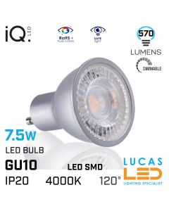 GU10 LED Dimmable Bulb 7.5W_4000K Natural White_570lm_lucasled.ie_ireland