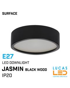 Surface LED Downlight Ceiling Mounted Light E27 - IP20 indoor - Black Wood - JASMIN 470 